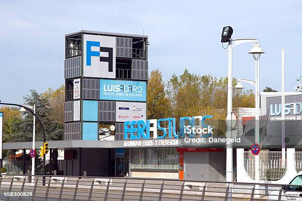 View Of Trade Fair Entrance In Gijon Stock Photo - Download Image Now - Asturias, Autumn, Bench