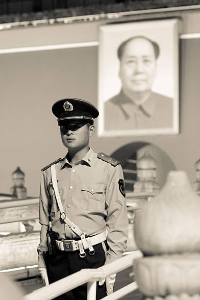 soldier de pie contra la ciudad prohibida, pekín - zijin cheng fotografías e imágenes de stock