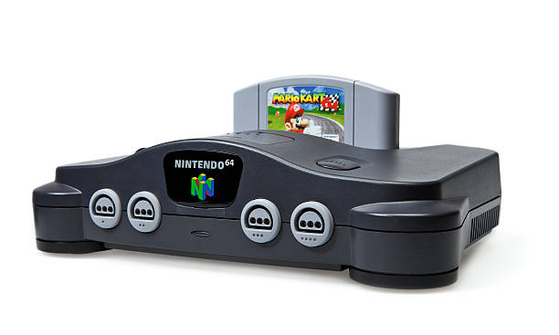 nintendo n64 consola e mario kart jogo - n64 imagens e fotografias de stock