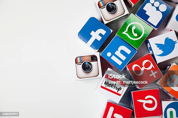 Social Media Background Stock Photo - Download Image Now - Pinterest, Logo, Social Media