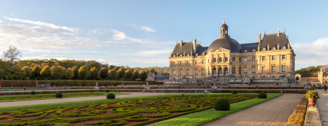 Vaux-le-Vicomte, France  - November 1, 2012: Vaux-le-vicomte castle is the most important one in France before Versailles in the 17th century. It belongs to Nicolas Fouquet ans Louis XIV was jealous of the luxury of this castle, jails Fouquet and built Versailles.