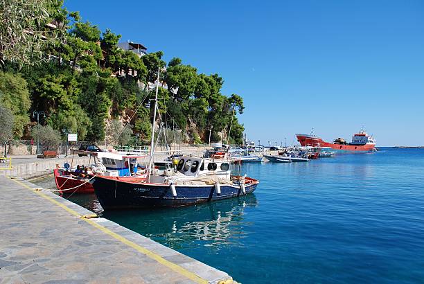 Patitiri harbour, Alonissos island stock photo