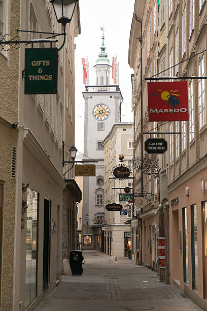 View of famous Getreidegasse street in Salzburg stock photo
