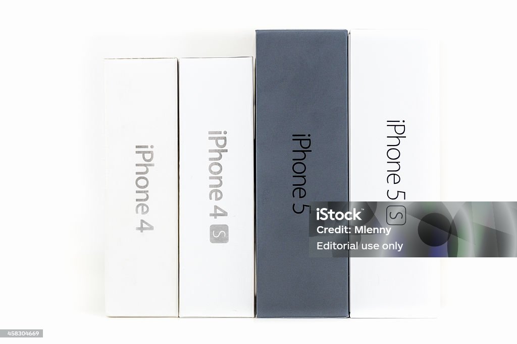 Apple iPhone 4s, 5s e caixas de 4 5 - Foto de stock de Apple computers royalty-free