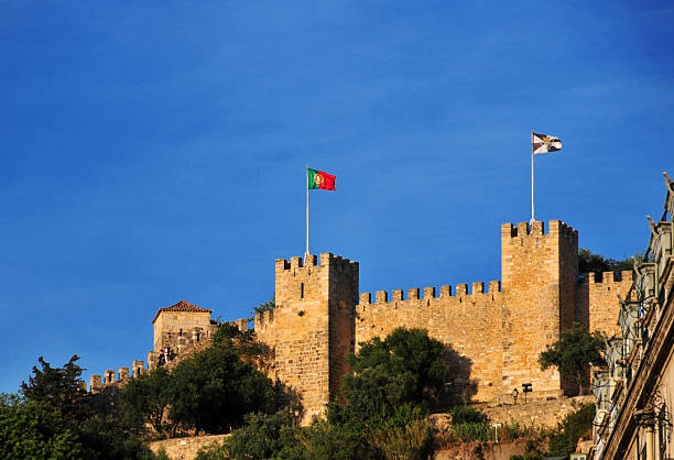 포르투갈 리스본: 유적 생조르쥬 성 - portuguese culture lisbon portugal portugal flag 뉴스 사진 이미지