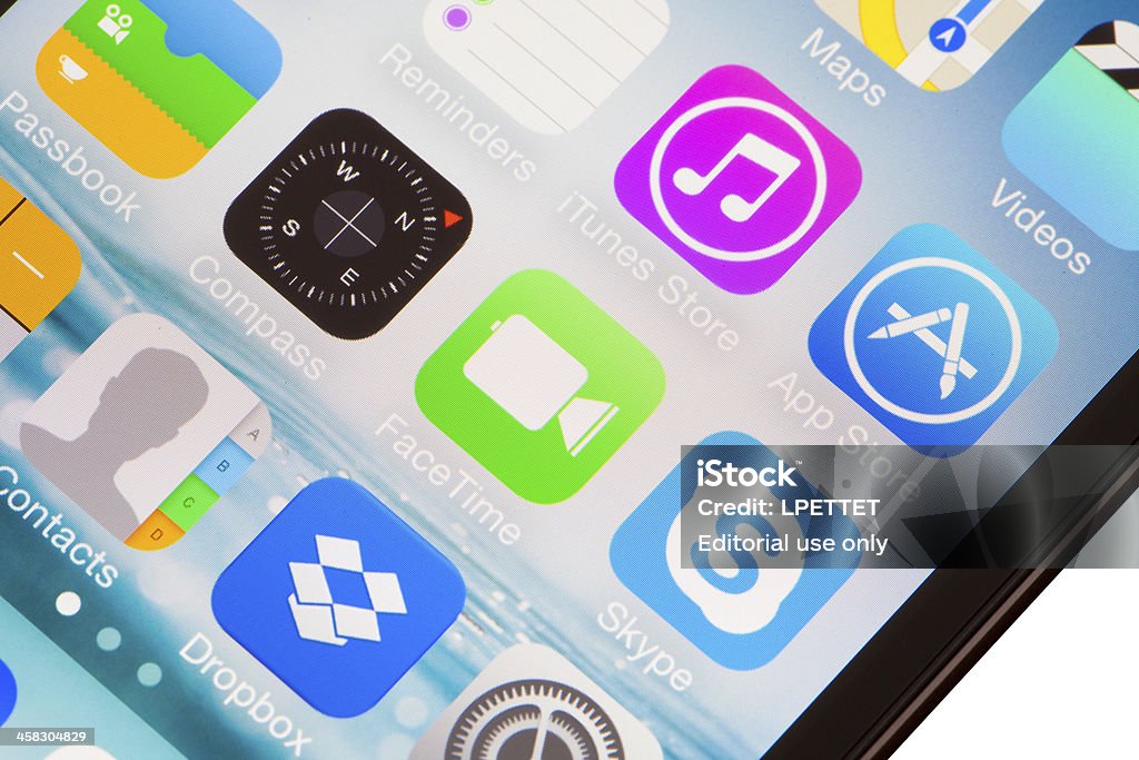 iOS7 sur Facetime - Photo de Appel vidéo libre de droits