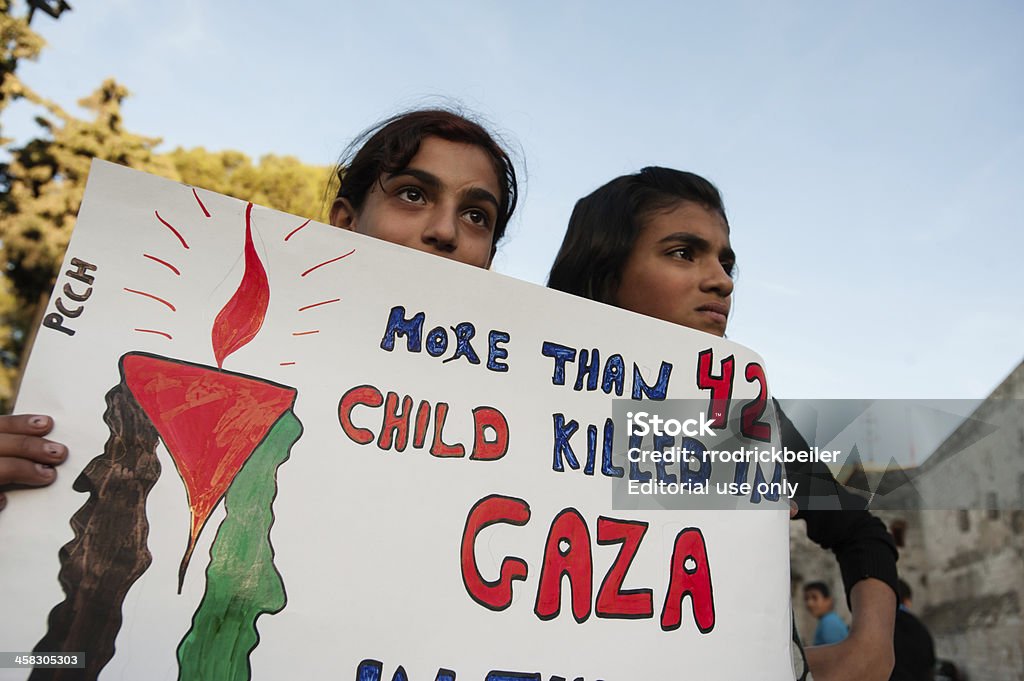 Ataques de palestinianos protesto na Faixa de Gaza - Royalty-free Faixa de Gaza Foto de stock