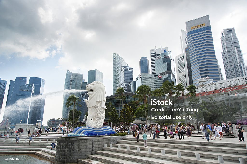 Parque Merlion em Singapura - Foto de stock de Ajardinado royalty-free