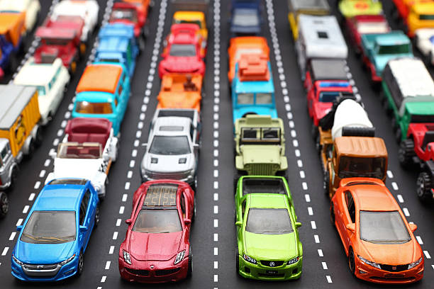 Blue Toy car on white background