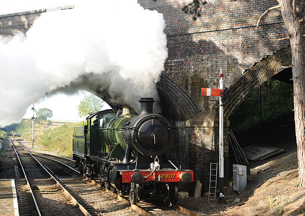 Steam Train at Cheltenham Racecourse stock photo