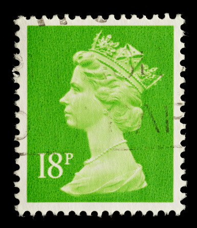 Exeter, United Kingdom - May 25, 2011: An English Used Postage Stamp showing Portrait of Queen Elizabeth 2nd, printed and issued between 1993 and 2007