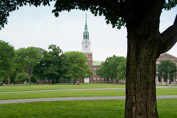 Dartmouth College Green with Baker Memorial library stock photo