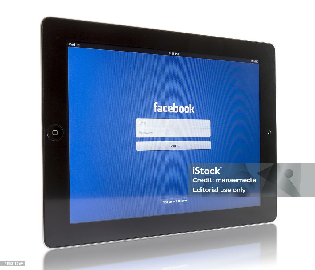 O Facebook no iPad 3 - Royalty-free Aplicação móvel Foto de stock