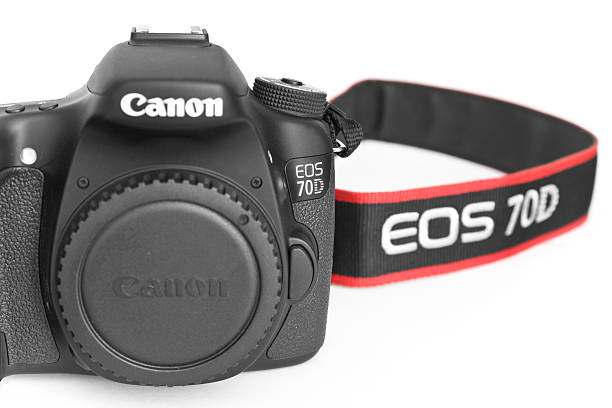 Paris, France - November 3, 2013: Body of EOS Canon 70D DSLR camera, sold in France since August 2013. It is capable of taking 20 megapixel images and recording full HD videos.