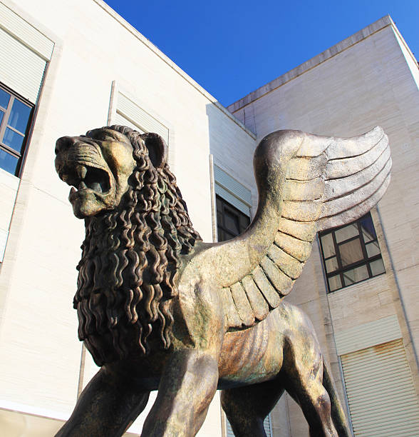 Venice, Italy - September, 08 2012: Close up of Golden Lion statue at the entrance of 69th Venice Film Festival in Venice, Italy.