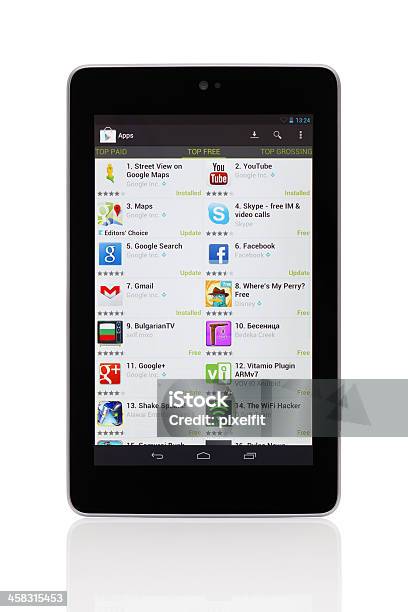 Google Nexus 7 클리핑 경로를 Google Play에 대한 스톡 사진 및 기타 이미지 - Google Play, 7, Brand Name
