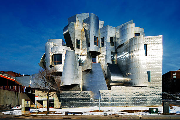 weisman art museum na zimowe rano - art museum art university painted image zdjęcia i obrazy z banku zdjęć