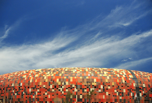 Johannesburg, South Africa - February 9, 2010: Soccer City Stadium (Soweto) - venue for the finals of the 2010 FIFA World Cup and the 1996 CAF African Cup of Nations