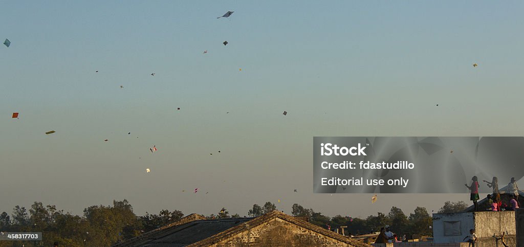 Kite Festival Internacional (Uttarayan)-Gujarat - Royalty-free Aldeia Foto de stock