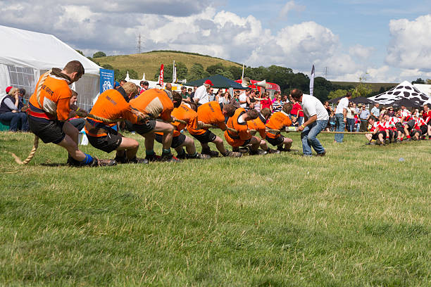 True grit tug of war team stock photo