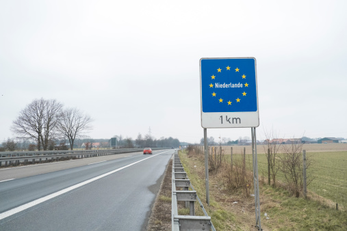 Nettetal,Germany- January 1,2012:General welcome country sign of Netherlands.Netherlands country sign located on the  border between Germany and Netherlands.