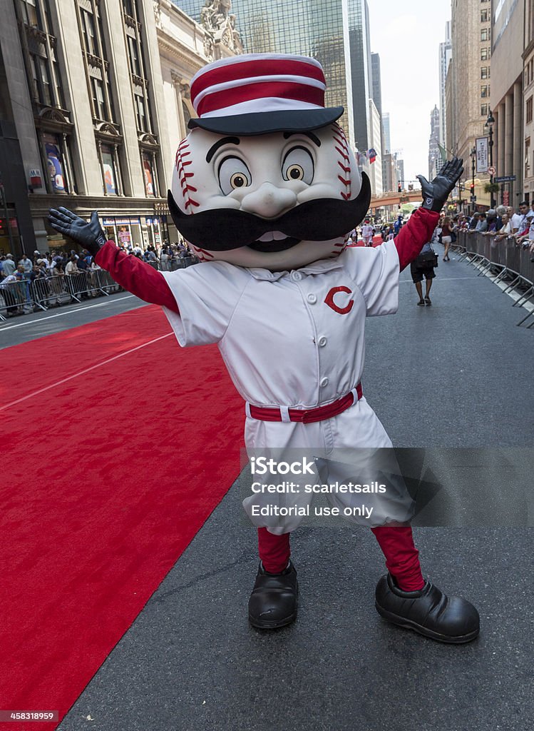 All-star game red carpet New York, USA - July 16, 2013: Cincinnati Reds mascot Mr. Redlegs poses on red carpet during the MLB All-Star Game Red Carpet Show along 42nd street on July 16, 2013 in New York Cincinnati Reds Stock Photo