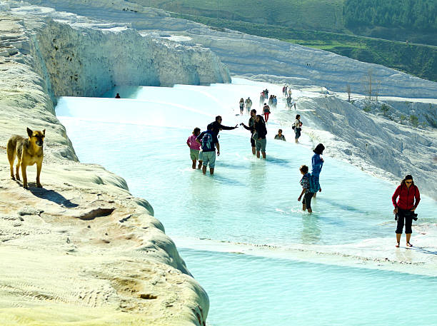 パムッカレの街で朝 - pamukkale swimming pool photographing beauty in nature ストックフォトと画像