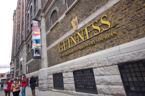 Dublin, Ireland - April 1, 2013:  Visitors at The Guinness Storehouse Brewery at St. James Gate, Dublin Ireland on April 1, 2013.  Guinness brewery  was founded in 1759 in Dublin, Ireland, by Arthur Guinness