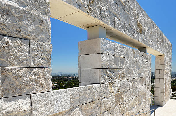 Los Angeles, California, United States, June 30, 2011, a view through atypical Richard Meier wall structure at the Paul Getty Museum in LA.,
