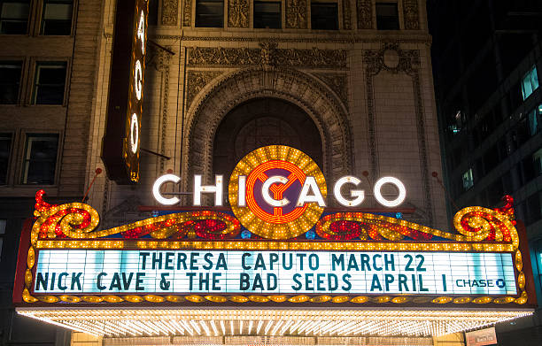 chicago theater - chicago at night - fotografias e filmes do acervo