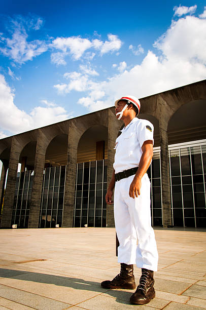 Security guard at the Itamaraty Palace Of Brasilia stock photo