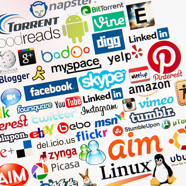 die beliebtesten social media-website auf der website - google blog social networking symbol stock-fotos und bilder