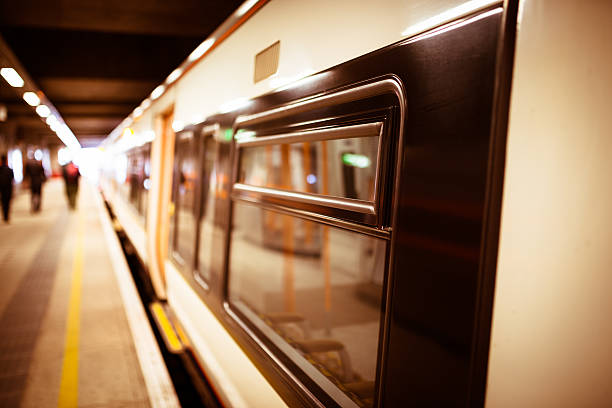 istock Urban train in a futuristic station 458326919