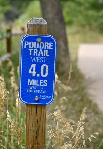 Fort Collins, Colorado, USA - August 25, 2013: The western portion of the Poudre Trail in Fort Collins, Colorado. this is just one of the many trail the city maintains.