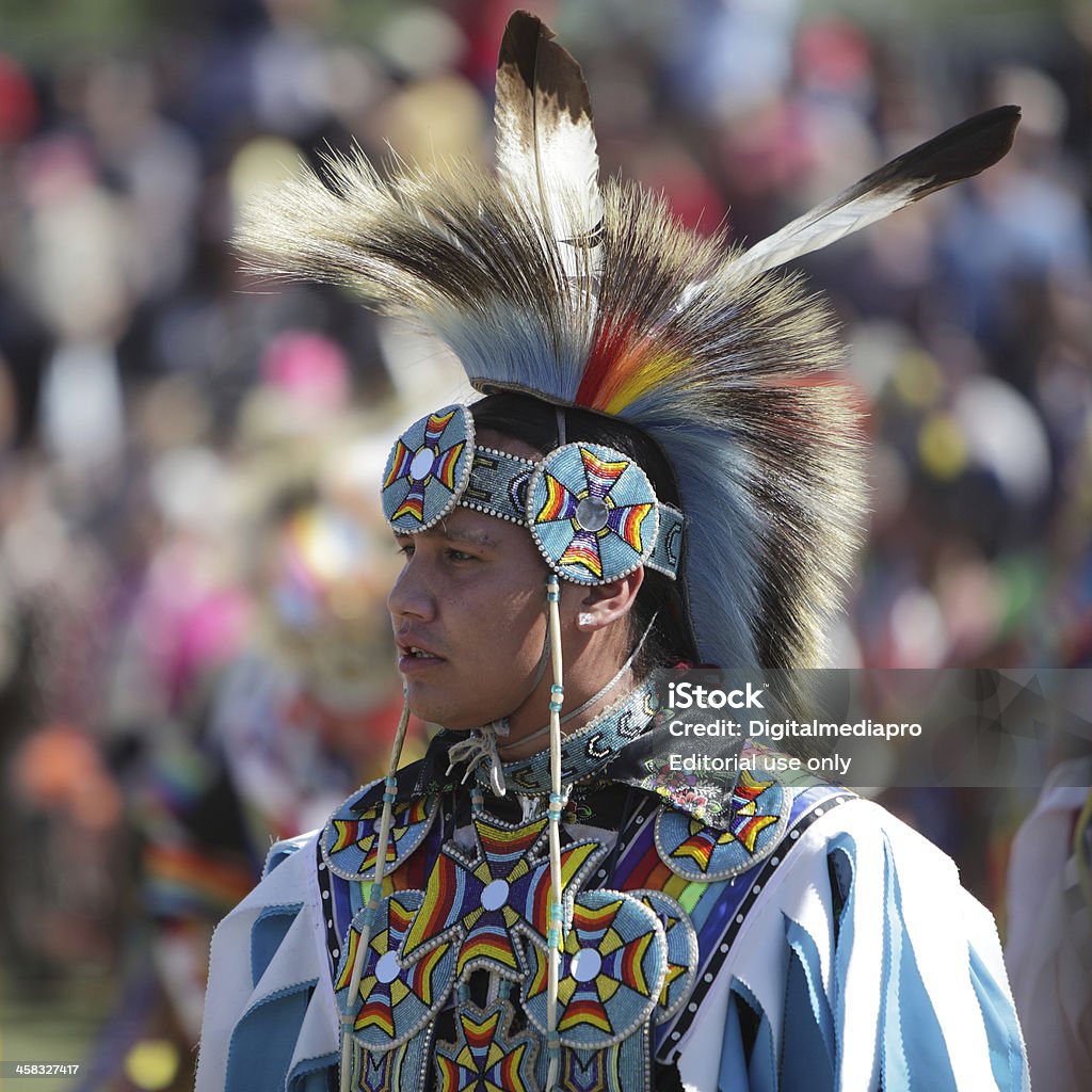 San Manuel Band of Indians Annual Pow Wow San Bernardino, USA, October 13, 2012: The San Manuel Band of Indians hold their annual Pow Wow at Cal State San Bernardino on October 13, 2012. The colorful hair roach is traditionally made out of porcupine hair. Apache Culture Stock Photo