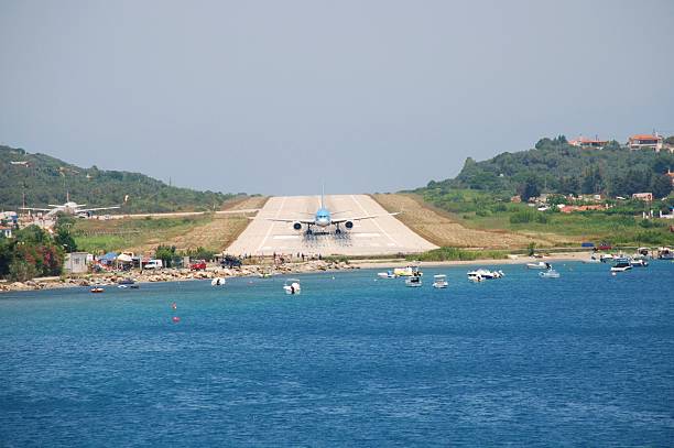 Skiathos airport, Greece stock photo