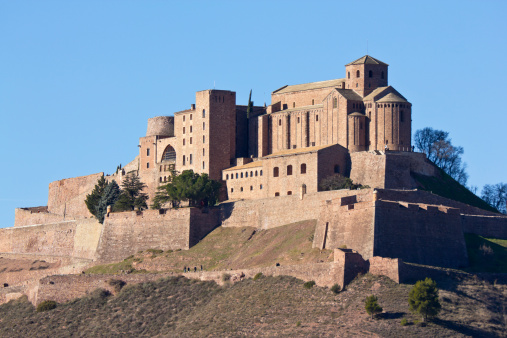 Cardona, Spain - December 08, 2012: View on Cardona Castle in Catalonia, Spain. One of the most important medieval fortess. This picture was taken from outside the castle.