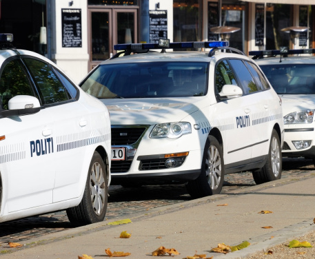 Copenhagen, Denmark - October 17, 2010: Parked police cars at \