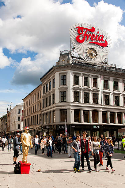 Vida nas ruas de Oslo, Noruega - fotografia de stock