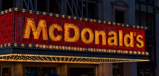 McDonald's Restaurant Sign in Manhattan, New York, USA stock photo