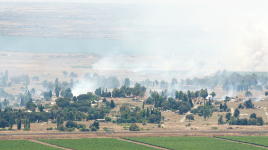 Al Qunaytirah, Golan heights, Syria - June 6, 2013: Heavy combat in Syrian city Al Qunaytirah on Golan Heights