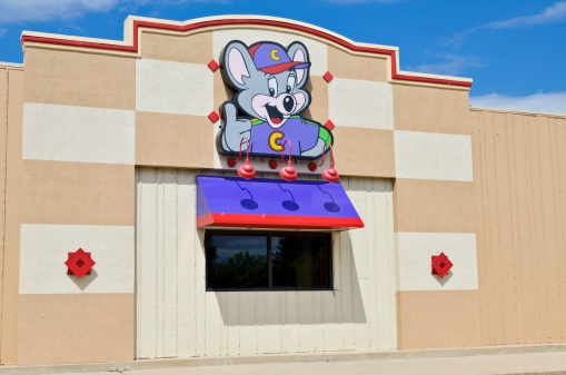 Fort Collins, Colorado, USA - July 19, 2013: The Chuck E. Cheese's location in Fort Collins, Colorado. Chuck E. Cheese's is a chain of family restaurants focused on children and their entertainment. There are currently over 500 locations.