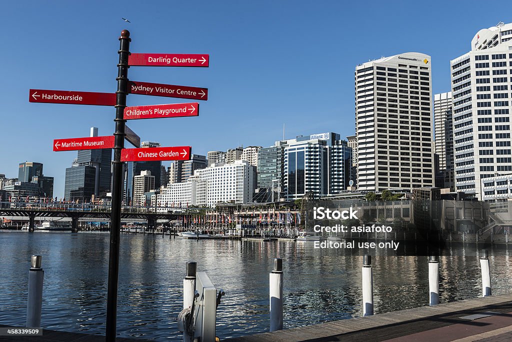 Panneau et la ville, Darling Harbour, Sydney, Australie - Photo de Architecture libre de droits