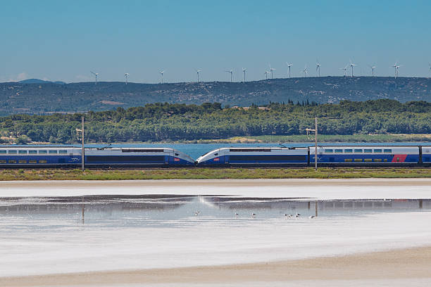 TGV, bird and wind power stock photo