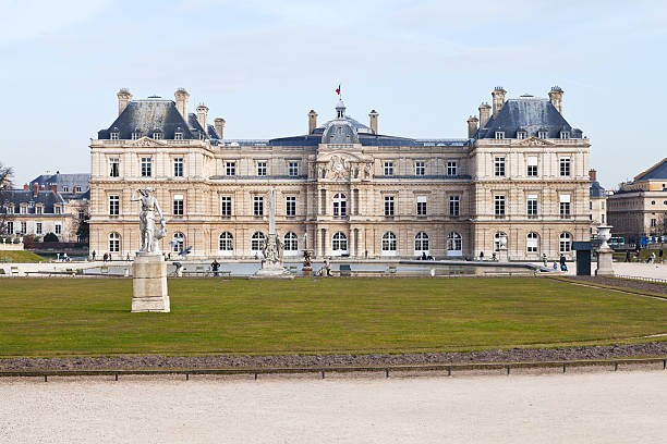 Paris, France - March 5, 2013: view of Luxembourg Palace in Paris in early spring.  The palace was built as royal residence for Marie de Medicis in 1615