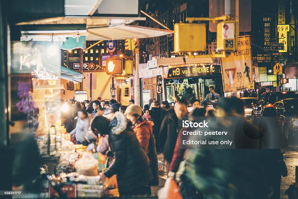 Quartier chinois de nuit. - Photo de New York City libre de droits