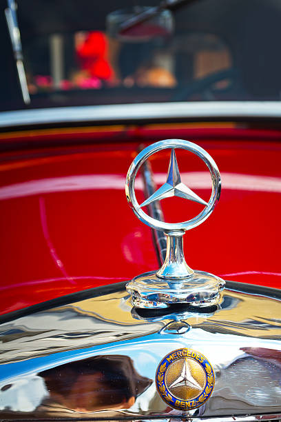 Chichester, West Sussex, England - September 16, 2011: Vintage Mercedes three-point star badge or marque. Mercedes-Benz is a German manufacturer of cars and other automotive vehicles. It is a division of Daimler AG. The company is based in Stuttgart, Germany.