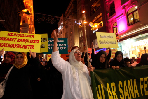 Istanbul,Turkey-September 14, 2012 : The Peaceful protest against anti-Islam film has been organized on September 14, 2012 in Istanbul,Turkey.