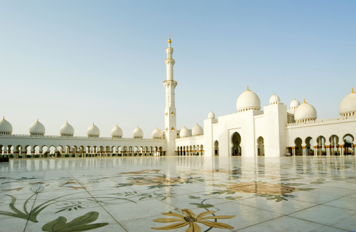 Abu Dhabi, UAE- April 7, 2013: Abu Dhabi Sheikh Zayed White Mosque in UAE