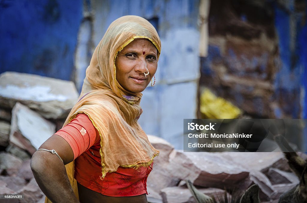 Beautiful mature Indian Woman Jodhpur, India - February 12, 2013: Beautiful mature Indian Woman from Jodhpur, Rajasthan posing and smiling to the camera Culture of India Stock Photo